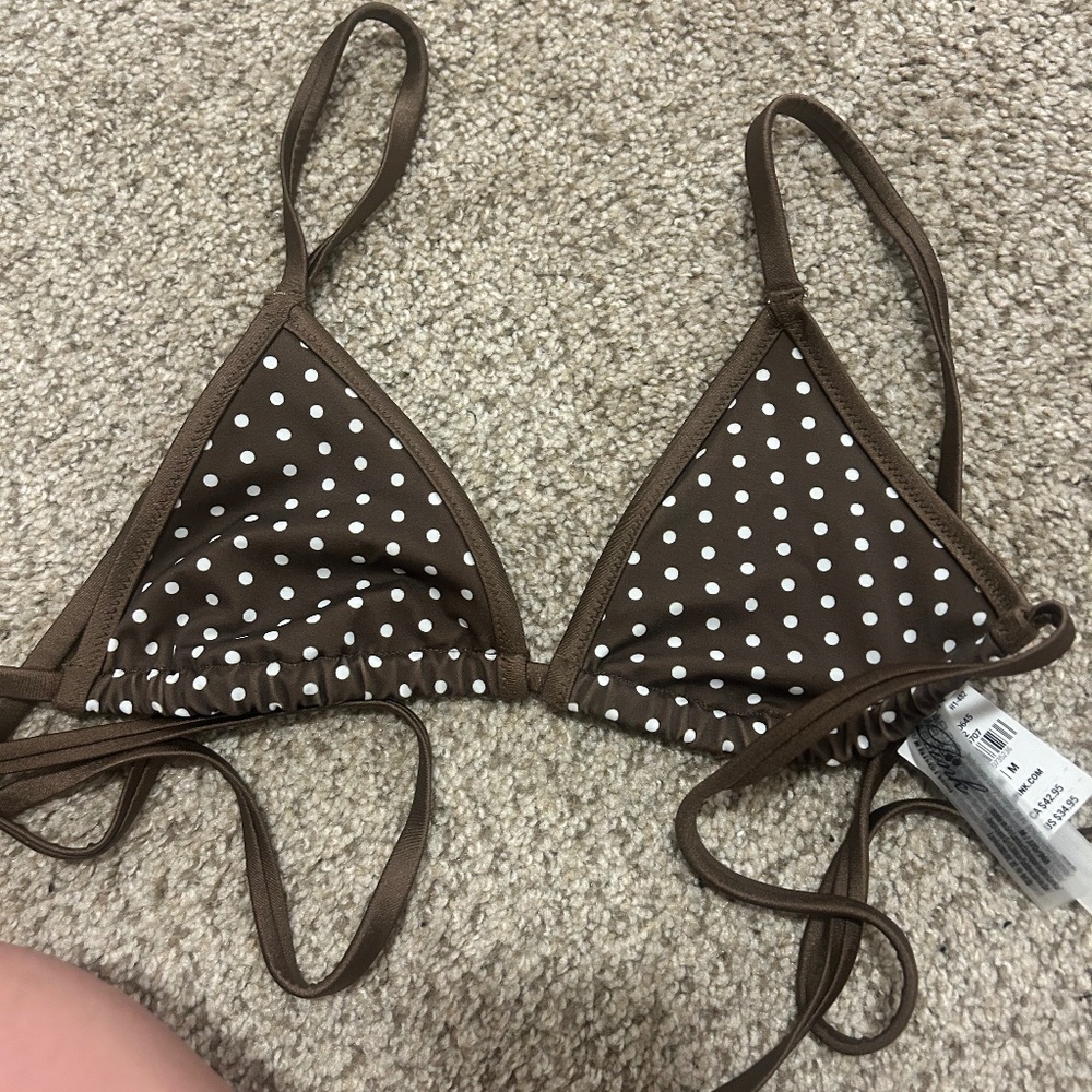 Frankie's Bikinis Brown Polka Dot Triangle Bikini Top